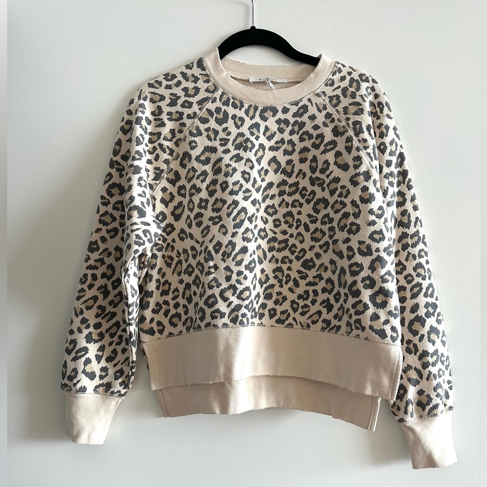 FRAME Leopard Print Crewneck Sweater